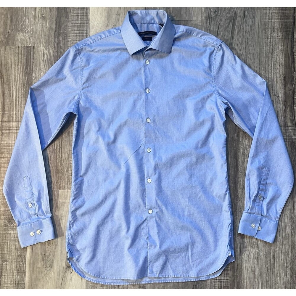 John Varvatos Mens Medium Slim 15 1/2 34/35 Light Blue USA Designer Long Sleeve